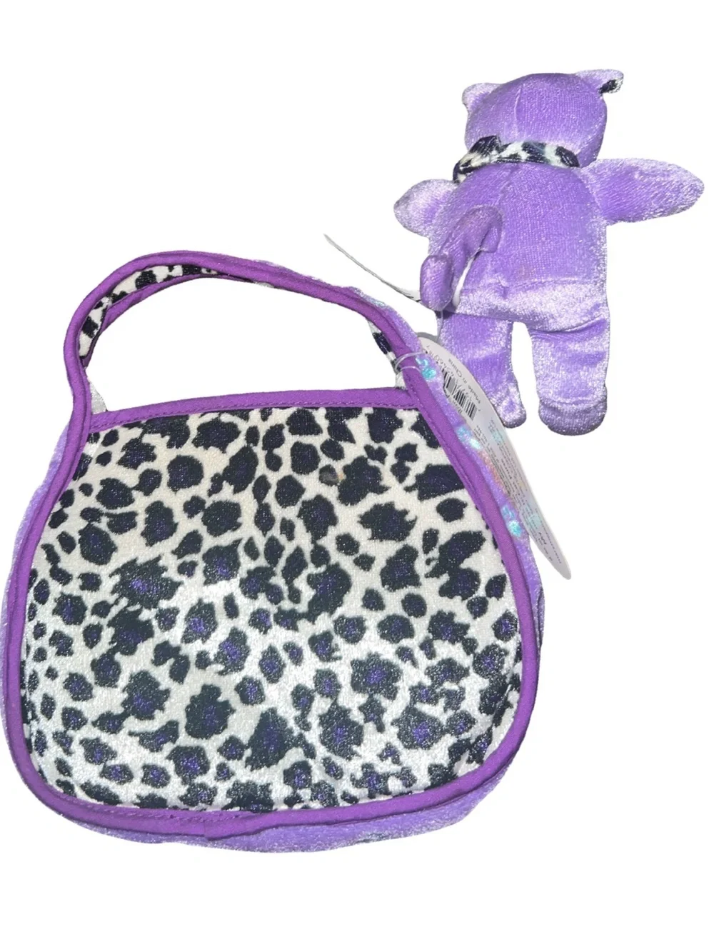 Vintage Very Rare Mary Meyer Purple Cat Mini Purse With Cat Plush